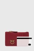 Шкіряний гаманець Pinko жіночий колір бордовий (3417605)