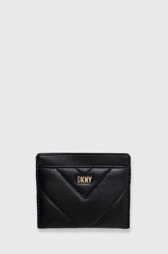 Шкіряний чохол на банківські карти Dkny колір чорний