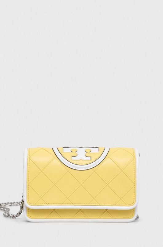 Шкіряна сумочка Tory Burch колір жовтий