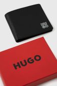Шкіряний гаманець HUGO чоловічий колір чорний (2887431)