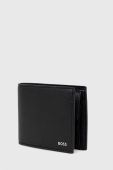 Шкіряний гаманець BOSS чоловічий колір чорний (2896625)