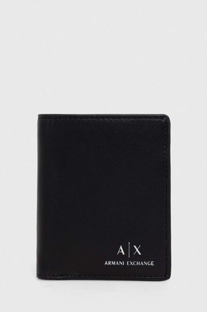 Шкіряний гаманець Armani Exchange чоловічий колір чорний (3439980)