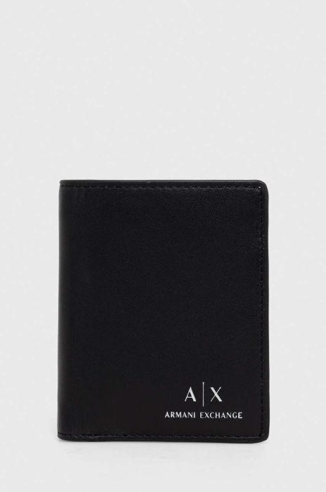 Шкіряний гаманець Armani Exchange чоловічий колір чорний (3439980)