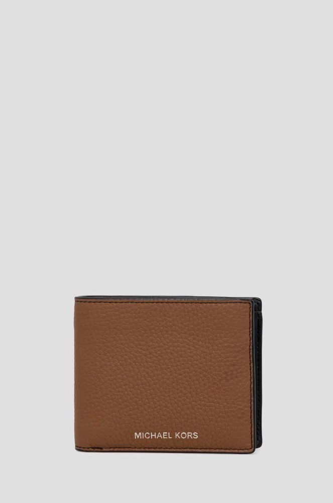 Шкіряний гаманець Michael Kors чоловічий колір коричневий
