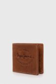 Шкіряний гаманець Pepe Jeans чоловічий колір коричневий