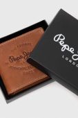 Шкіряний гаманець Pepe Jeans чоловічий колір коричневий