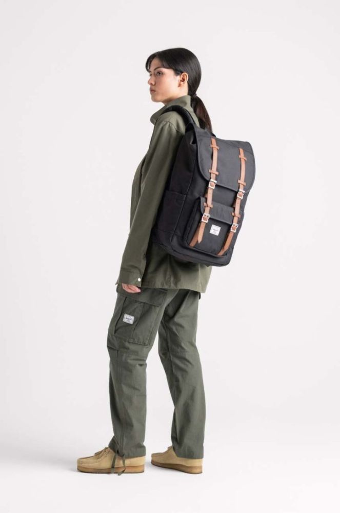 Рюкзак Herschel Little America Backpack колір чорний великий однотонний фото 10