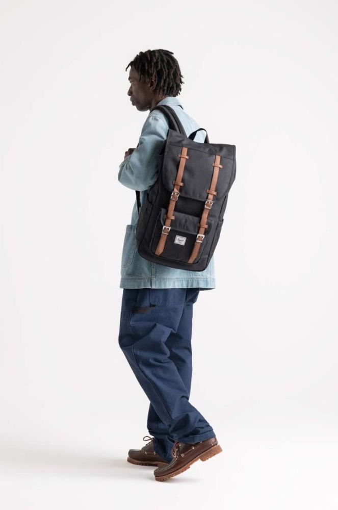 Рюкзак Herschel Little America Backpack колір чорний великий однотонний фото 11