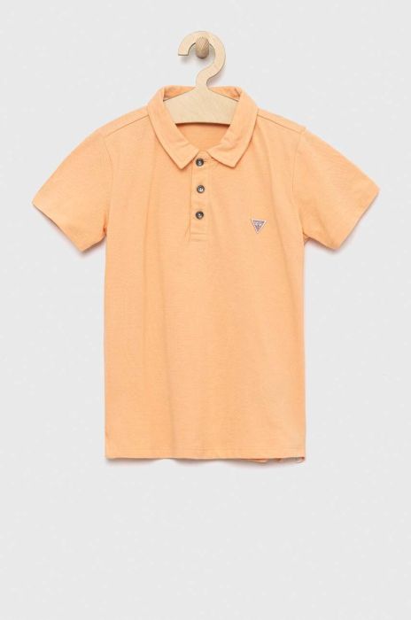 Дитяче бавовняне поло Guess колір помаранчевий однотонний (3123564)