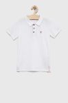 Дитяче бавовняне поло Guess колір білий однотонний