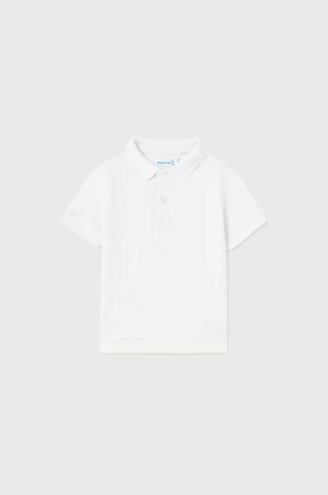 Дитяча бавовняна футболка поло Mayoral колір білий однотонний (2947436)