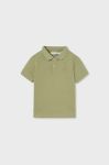 Дитяча бавовняна футболка поло Mayoral колір зелений однотонний