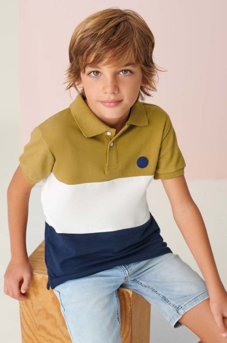 Дитяче бавовняне поло Mayoral колір зелений візерунок (2947828)