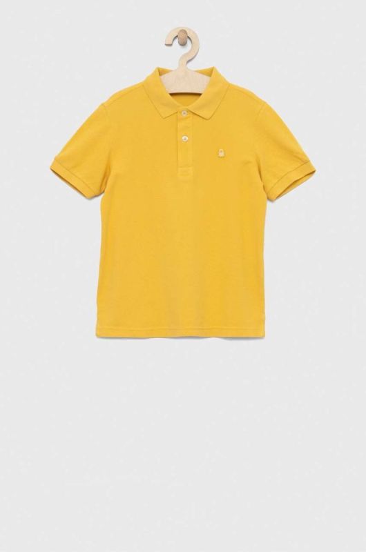 Дитяче бавовняне поло United Colors of Benetton колір жовтий однотонний (2984607)