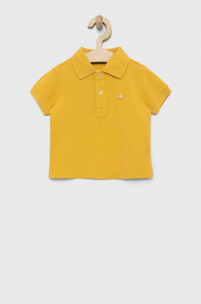 Дитяче бавовняне поло United Colors of Benetton колір жовтий однотонний (2984612)