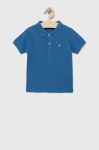 Дитяче бавовняне поло United Colors of Benetton однотонний колір блакитний (2984620)