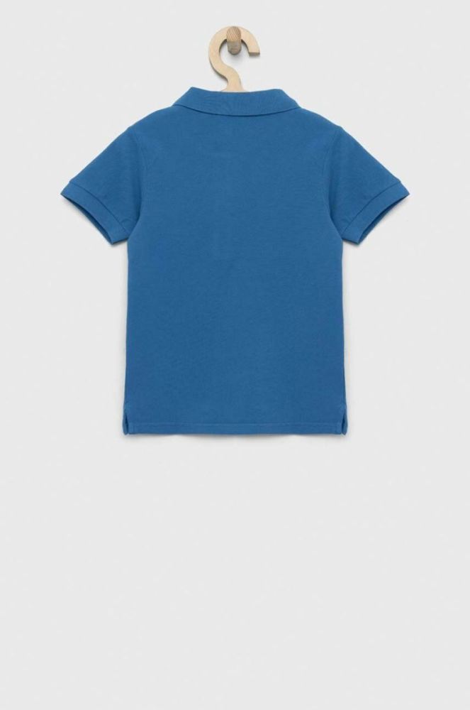 Дитяче бавовняне поло United Colors of Benetton однотонний колір блакитний (2984620) фото 2