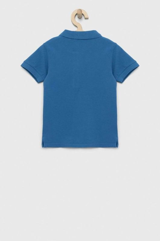 Дитяче бавовняне поло United Colors of Benetton однотонний колір блакитний (2984620) фото 2