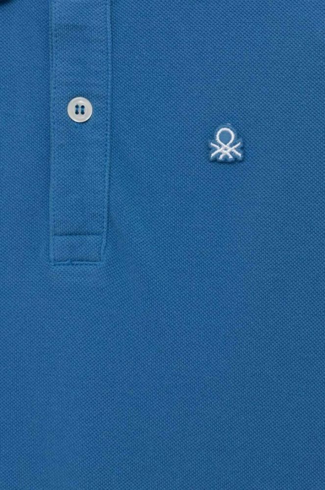 Дитяче бавовняне поло United Colors of Benetton однотонний колір блакитний (2984620) фото 3