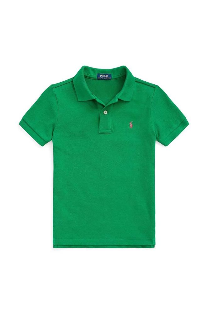 Дитяче бавовняне поло Polo Ralph Lauren колір зелений однотонний (2951414)