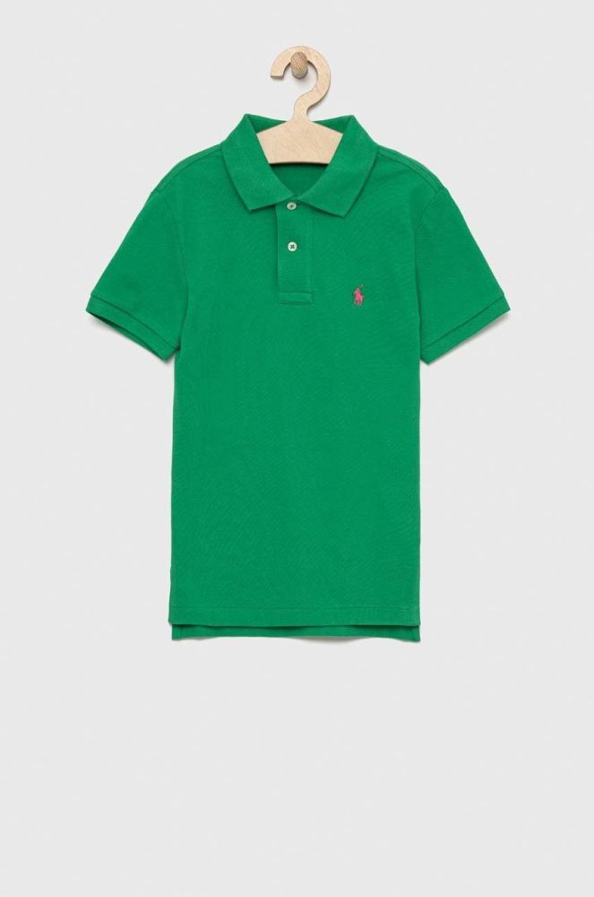 Дитяче бавовняне поло Polo Ralph Lauren колір зелений однотонний (2954751)