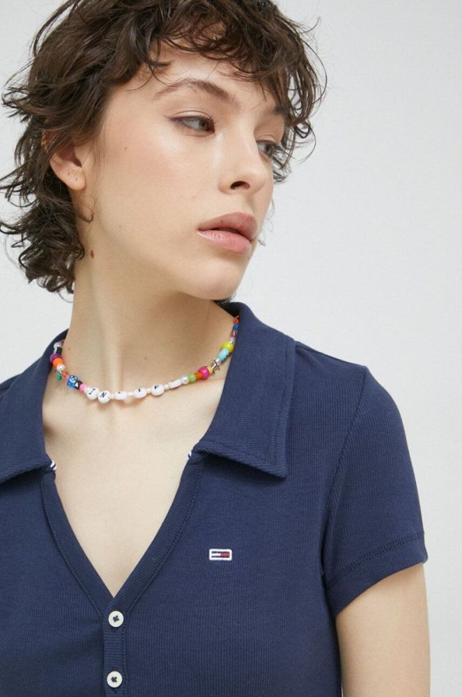 Поло Tommy Jeans жіночий колір синій (2990594) фото 4