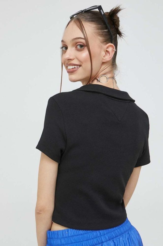 Поло Tommy Jeans жіночий колір чорний (2990605) фото 3
