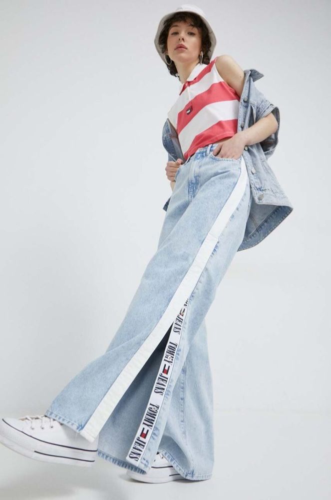 Бавовняний топ Tommy Jeans колір рожевий фото 2