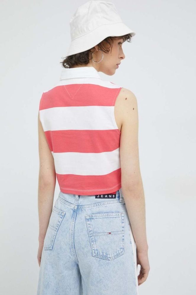 Бавовняний топ Tommy Jeans колір рожевий фото 3