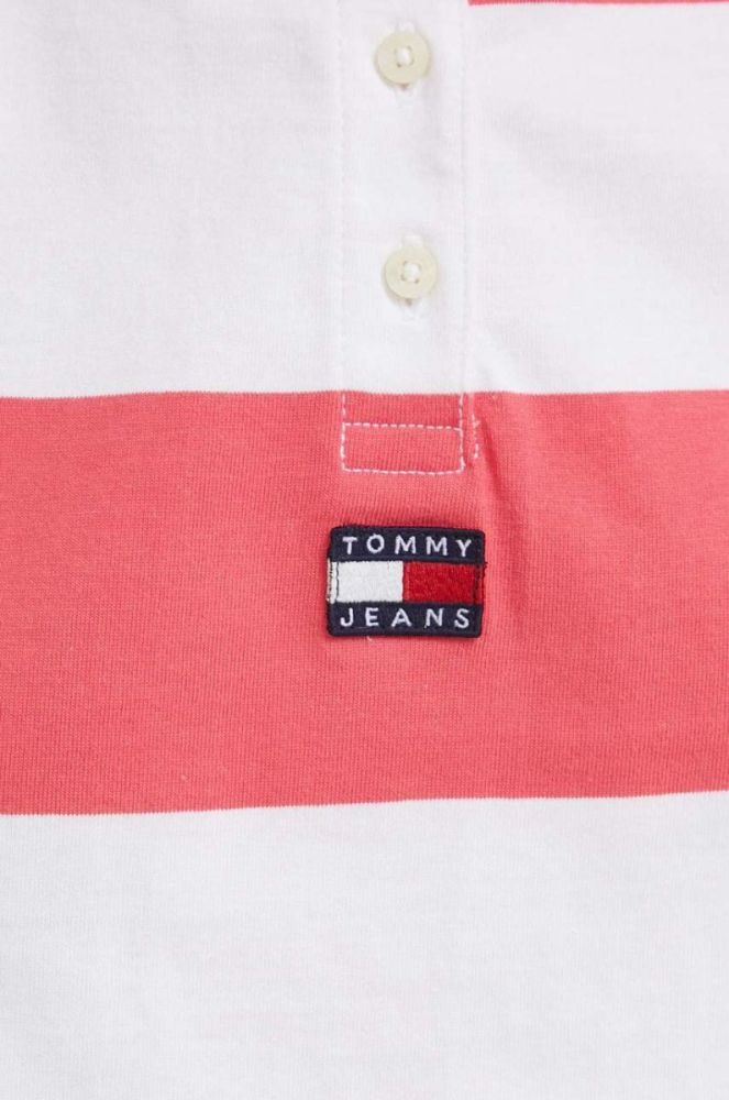 Бавовняний топ Tommy Jeans колір рожевий фото 5