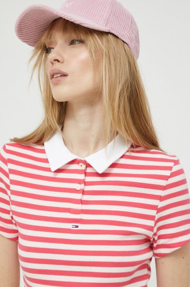 Поло Tommy Jeans жіночий колір рожевий (2979965) фото 6