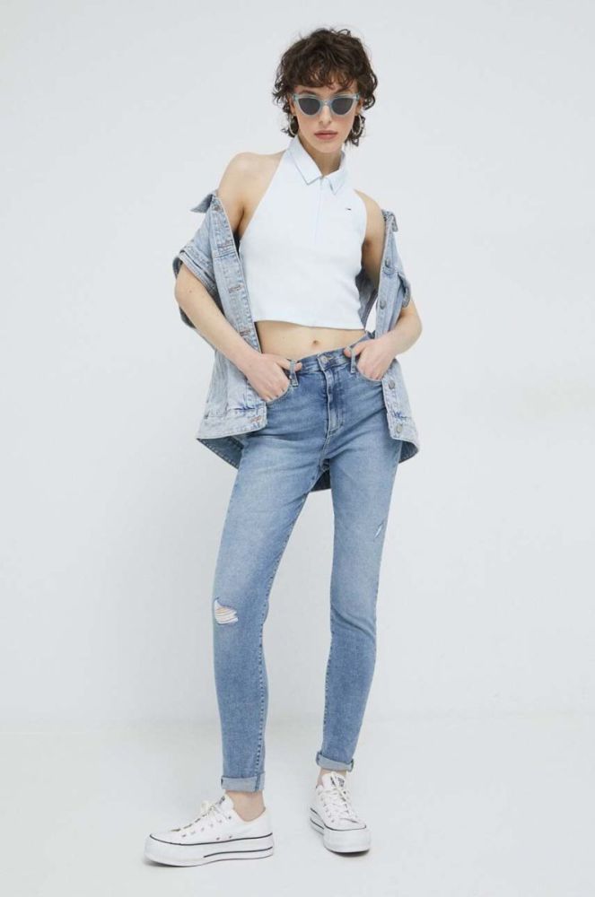 Топ Tommy Jeans жіночий колір блакитний (3082171) фото 2