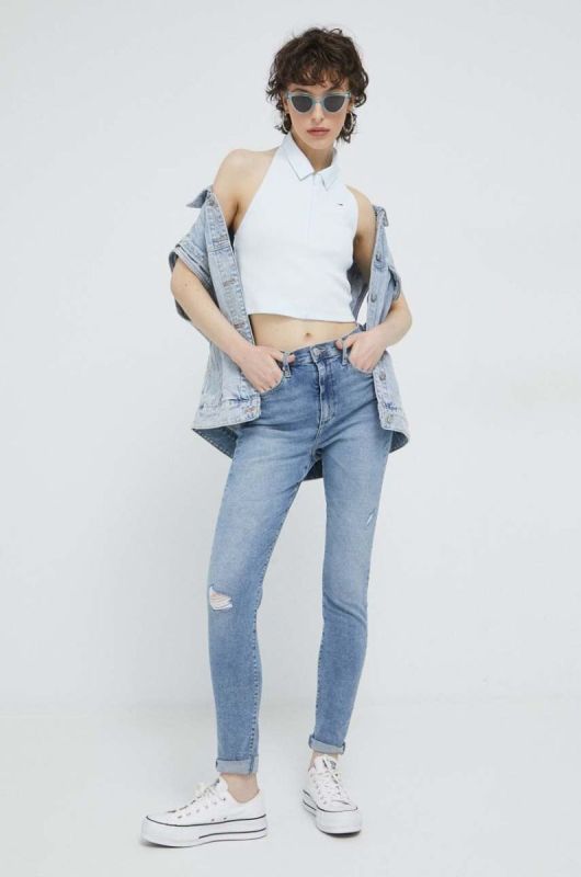 Топ Tommy Jeans жіночий колір блакитний (3082171) фото 2