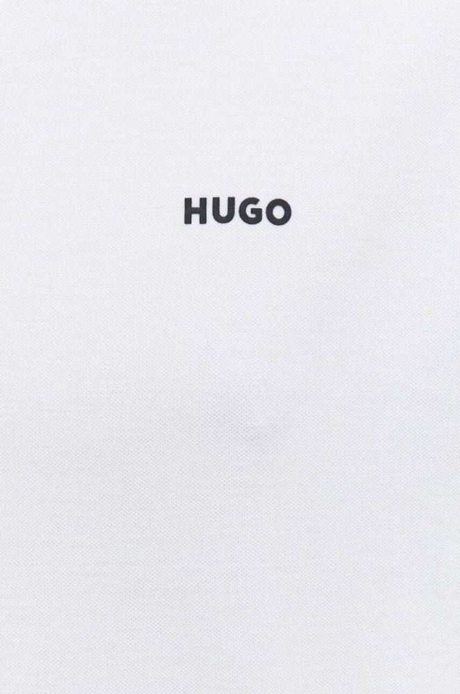 Бавовняне поло HUGO колір білий однотонний (3114913) фото 6