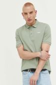 Бавовняне поло HUGO колір зелений однотонний