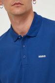 Бавовняне поло HUGO однотонний колір блакитний (3314127)