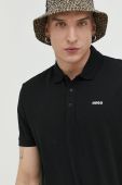 Бавовняне поло HUGO колір чорний однотонний (3114926)