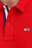 Бавовняне поло Tommy Jeans колір червоний однотонний