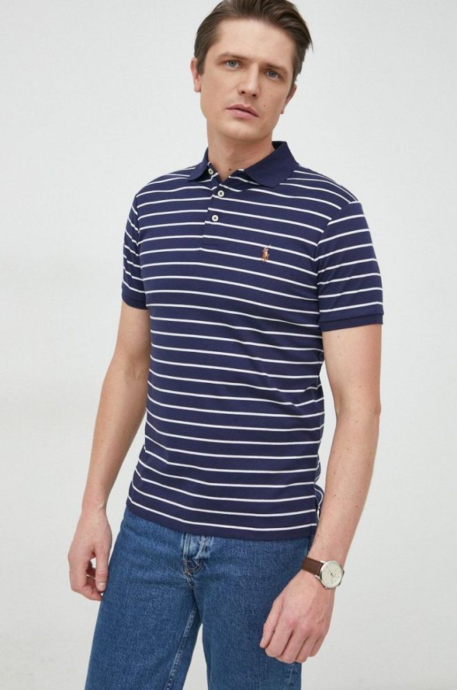 Бавовняне поло Polo Ralph Lauren колір синій візерунок (2896640) фото 4