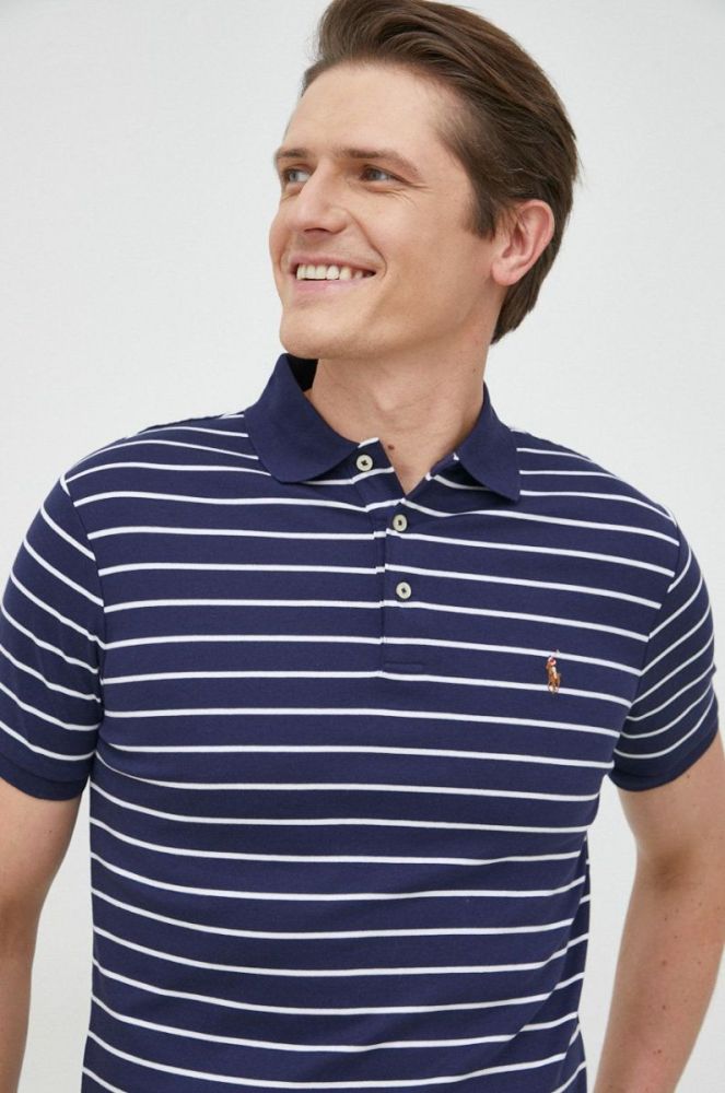 Бавовняне поло Polo Ralph Lauren колір синій візерунок (2896640) фото 5