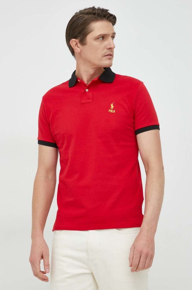 Бавовняне поло Polo Ralph Lauren колір червоний однотонний (2851092)