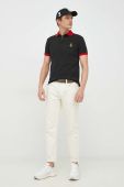 Бавовняне поло Polo Ralph Lauren колір чорний однотонний (2851073)