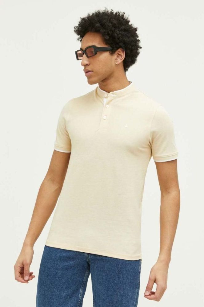Бавовняне поло Jack & Jones JJEPAULOS колір жовтий однотонне 12199711 фото 4