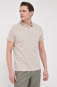 Бавовняне поло Pepe Jeans Pepe Stripes колір бежевий візерунок