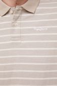 Бавовняне поло Pepe Jeans Pepe Stripes колір бежевий візерунок