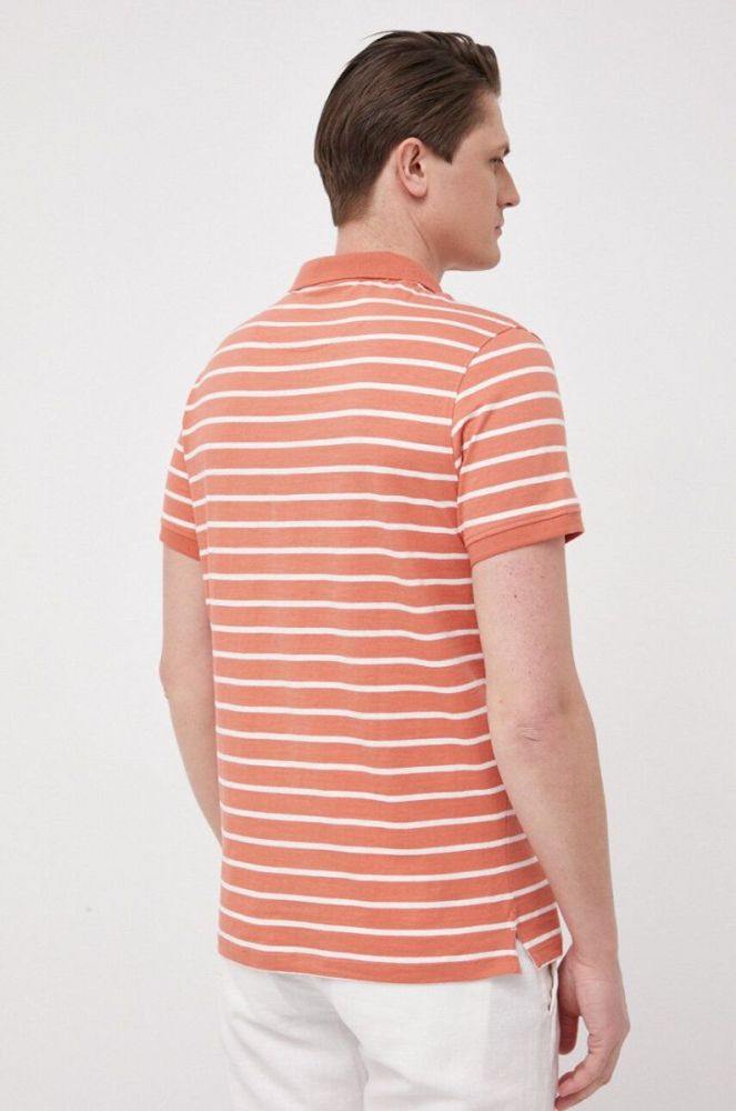 Бавовняне поло Pepe Jeans Pepe Stripes колір помаранчевий візерунок фото 3