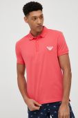 Піжамне поло Emporio Armani Underwear колір рожевий з аплікацією