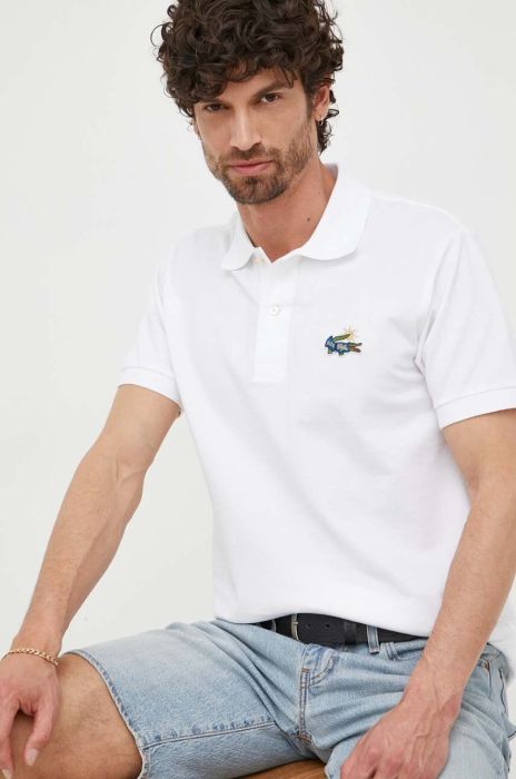 Бавовняне поло Lacoste x Netflix колір білий з аплікацією PH7057-VIR (3293115)