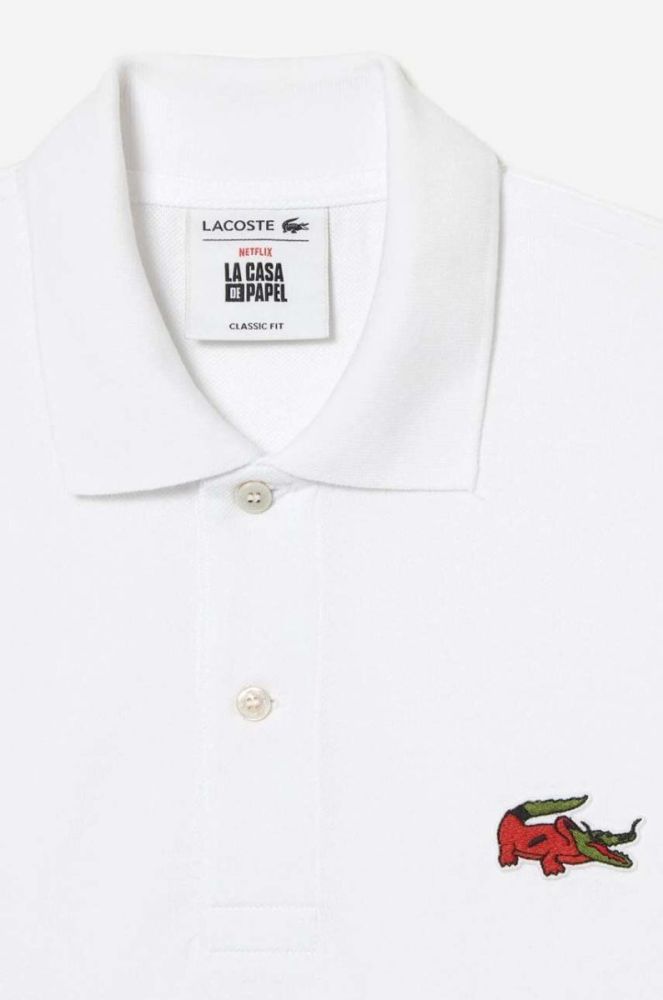 Бавовняне поло Lacoste x Netflix колір білий з аплікацією PH7057-VIR (3347995) фото 2