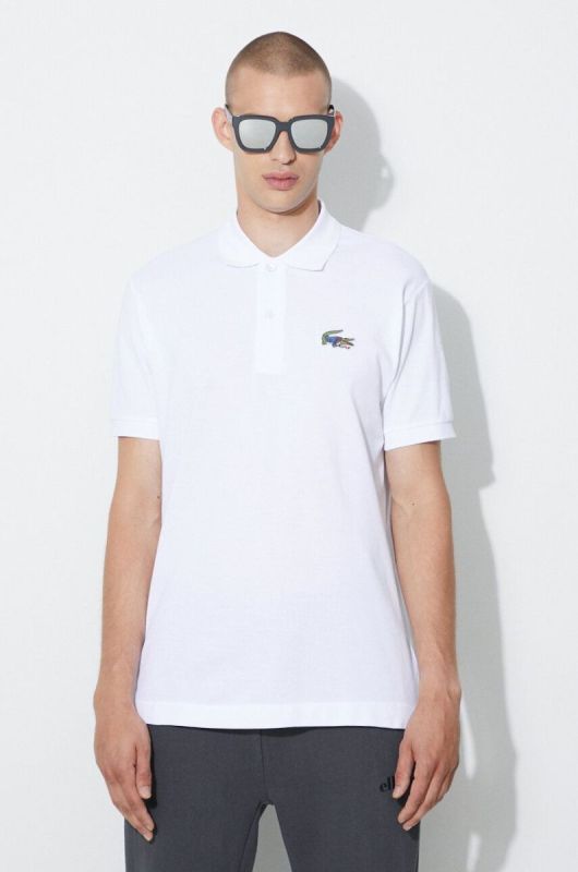 Бавовняне поло Lacoste x Netflix колір білий з аплікацією PH7057-VIR (3348061)